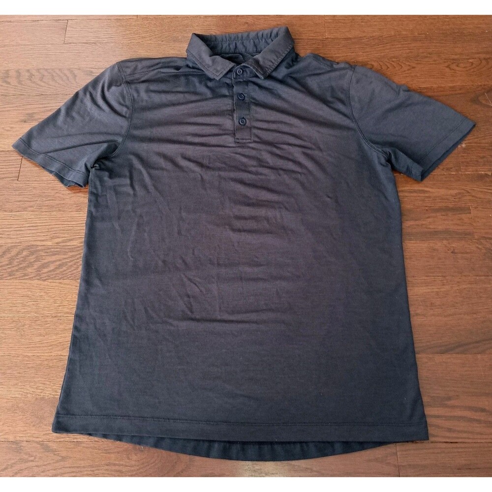Lululemon Polo Shirt Mens Large Navy Blue Performance Golf Athletic w/ Flaw